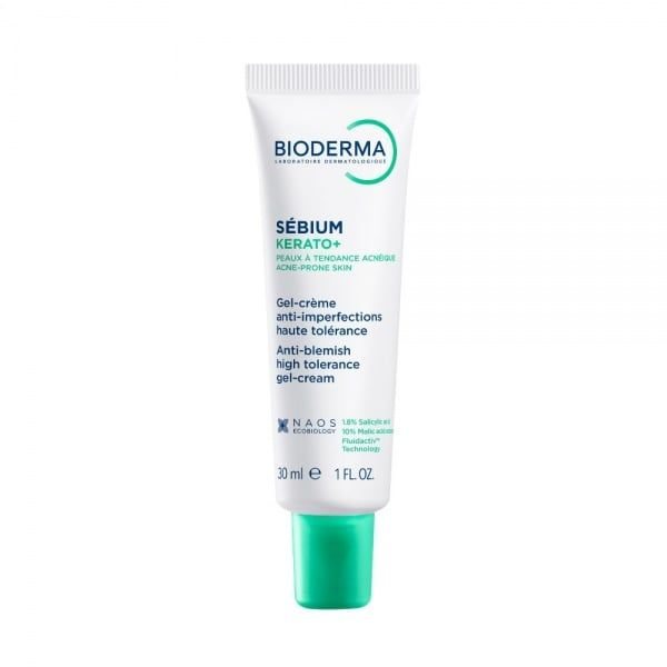 BIODERMA aukštos tolerancijos gelis-kremas nuo spuogų į aknę linkusiai odai Sébium Kerato+, 30 ml