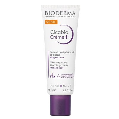 BIODERMA CICABIO CREME+, regeneruojamasis kremas su aukšta apsauga nuo saulės, SPF50, 40 ml