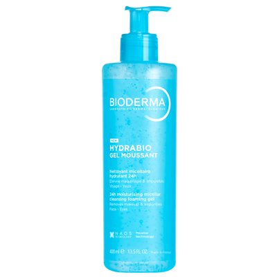 BIODERMA HYDRABIO GEL MOUSSANT, drėkinantis micelinis gelinis prausiklis dehidratuotai odai, 400 ml