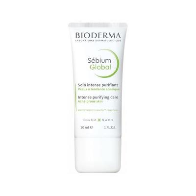 BIODERMA intensyvaus poveikio kremas į spuogus linkusiai odai SEBIUM GLOBAL, 30 ml