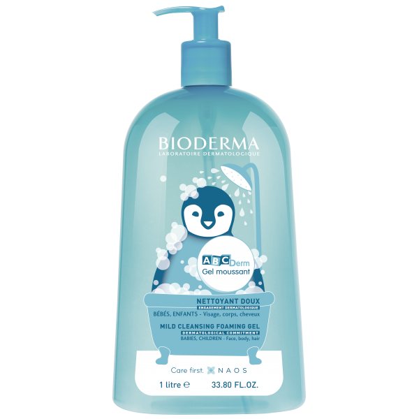 BIODERMA kūno ir plaukų prausiklis vaikams ABCDERM MOUSSANT, 1 l
