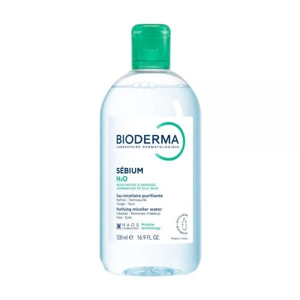 BIODERMA micelinis valomasis vanduo mišriai, riebiai odai SEBIUM H2O, 500 ml