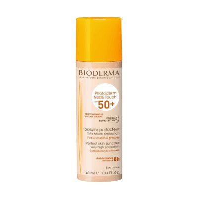 Bioderma mineralinė saulės apsauga Photoderm Nude Touch SPF50+, natūralaus/šviesaus atspalvio, 40 ml