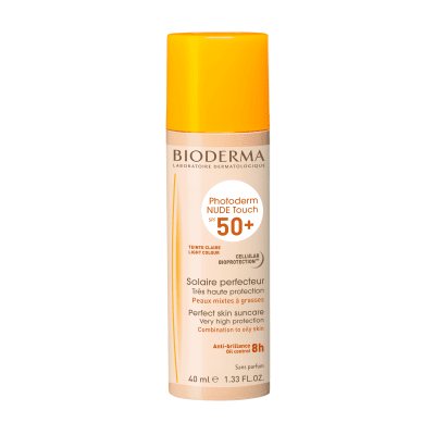 Bioderma mineralinė saulės apsauga Photoderm Nude Touch SPF50+, šviesaus/vidutinio atspalvio, 40 ml