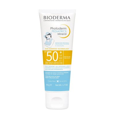 BIODERMA PHOTODERM PEDIATRICS MINERAL, mineralinė apsauga nuo saulės naujagimiams ir vaikams (nuo 0 metų), SPF50+, 50 g