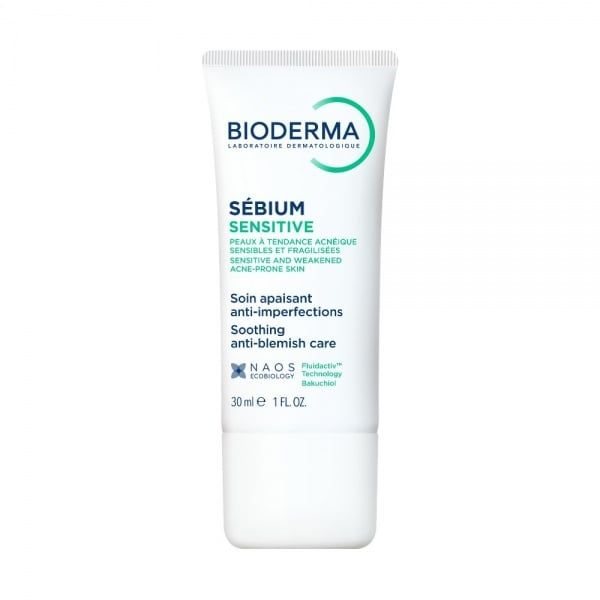 BIODERMA raminantis kremas į spuogus linkusiai, jautriai, susilpnėjusiai odai SEBIUM SENSITIVE, 30 ml