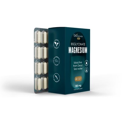 BIOFARMACIJA CAPS BISGLYCINATE MAGNESIUM, 185 MG, 60 kapsulių