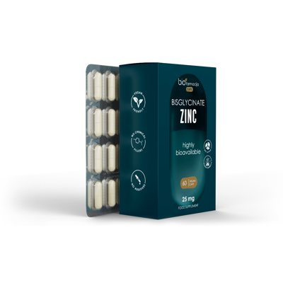 BIOFARMACIJA CAPS BISGLYCINATE ZINC, 25 MG, 60 kapsulių