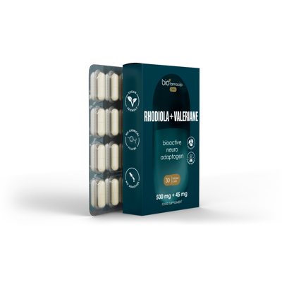 BIOFARMACIJA CAPS RHODIOLA+VALERIANE, 500 MG + 45 MG, 30 kapsulių