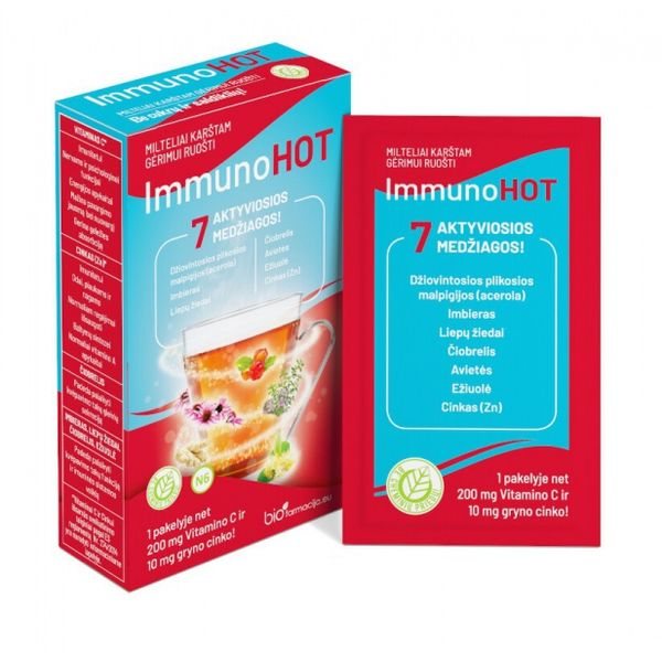 BIOFARMACIJA maisto papildas milteliais IMMUNOHOT, 6 pak.
