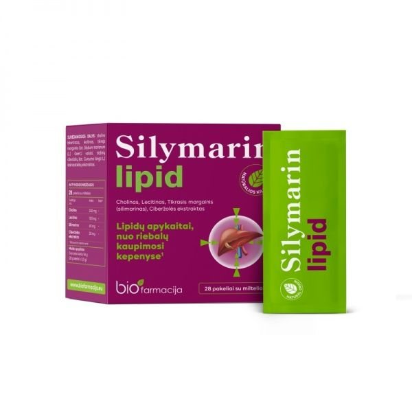 BIOFARMACIJA maisto papildas milteliais SILYMARIN LIPID, 28 pak.