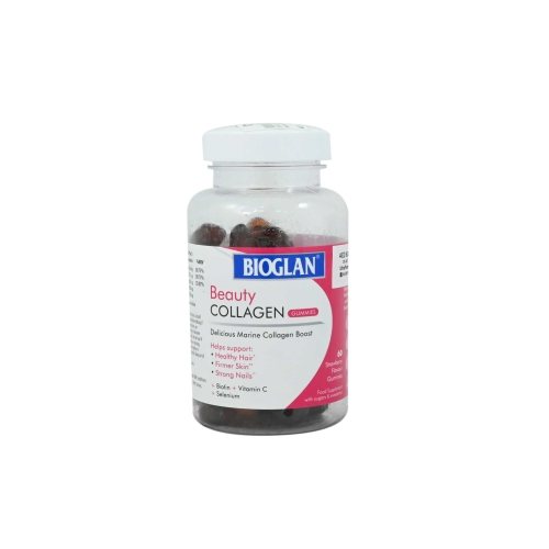 BIOGLAN braškių skonio guminukai BEAUTY COLLAGEN, N60