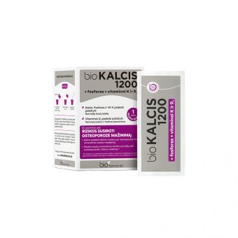 BIOKALCIS 1200mg + fosforas + vitaminai K ir D, 15 pakelių