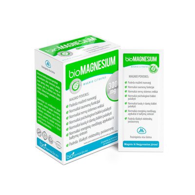 BIOMAGNESIUM, 300 mg., milteliai, 30 paketėlių
