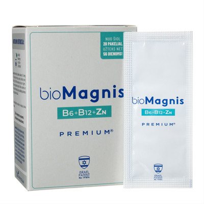 BIOMAGNIS B6 PREMIUM, milteliai, 28 paketėliai