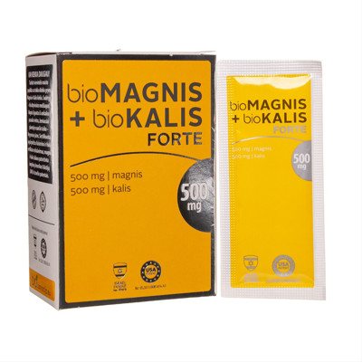 BIOMAGNIS + BIOKALIS FORTE, milteliai, 20 paketėlių