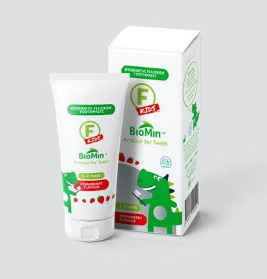 BIOMIN F FOR KIDS vaikiška dantų pasta-gelis, braškių skonio, 3-6 metų vaikams, 37.5 ml