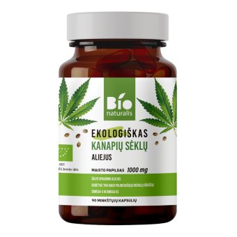 BIONATURALIS, EKO KANAPIŲ SĖKLŲ ALIEJUS, LT-EKO-001, 90 kapsulių