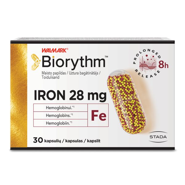 BIORYTHM maisto papildas IRON, 30 kaps.