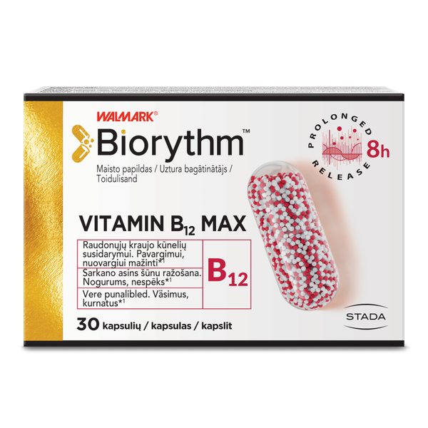 BIORYTHM maisto papildas VITAMIN B12 MAX, 30 kaps.