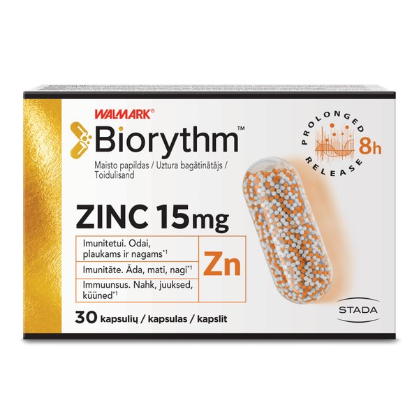 BIORYTHM maisto papildas ZINC, 30 kaps.