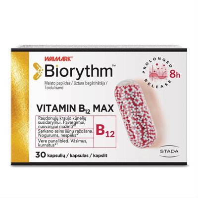 BIORYTHM VITAMIN B12 MAX, 30 kapsulių