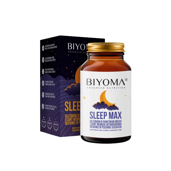 BIYOMA maisto papildas SLEEP MAX, 60 kaps.