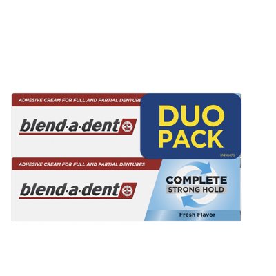 BLEND-A-DENT COMPLETE STRONG HOLD FRESH FLAVOR, Fiksuojamasis dantų protezų kremas, 2 vnt., 47 g