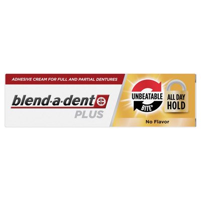 BLEND A DENT PLUS UNBEATABLE BITE NO FLAVOR, Fiksuojamasis dantų protezų kremas, 40 g