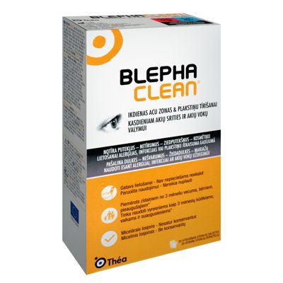 BLEPHACLEAN, drėgnos servetėlės, lęšiams ir vokams valyti, 20 vnt