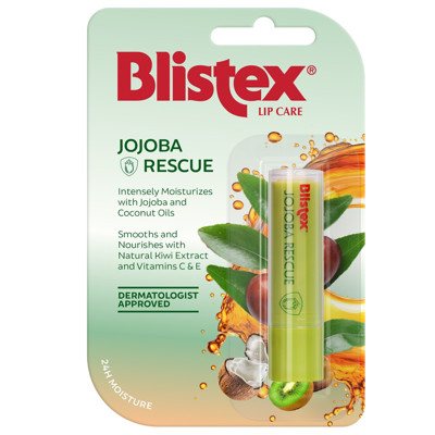 BLISTEX JOJOBA RESCUE, drėkinantis lūpų balzamas su simondsijų (jojobos) aliejumi, 3.7 g