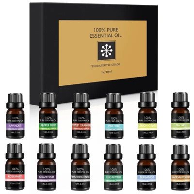 Bohomi Home Spa 100% Pure - natūralūs eterinių aliejų rinkinys, 12 x 10 ml