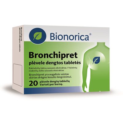 BRONCHIPRET, plėvele dengtos tabletės, N20