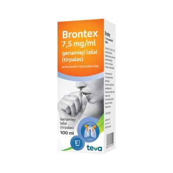 BRONTEX, 7,5mg/ml, ir matavimo taurelė, geriamieji lašai, tirpalas, N1, 100 ml