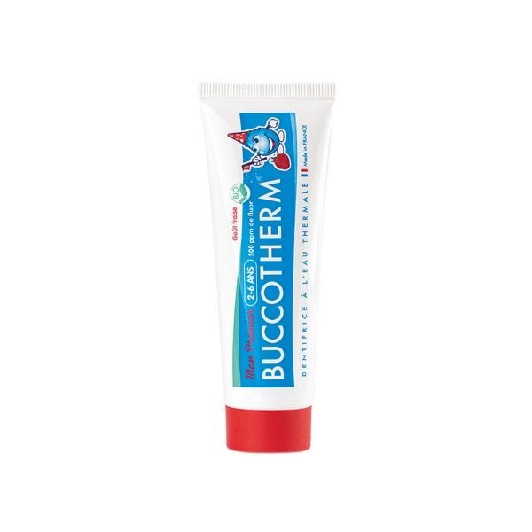 BUCCOTHERM ekologiška dantų pasta vaikams KIDS, 2-., braškių skonio, 50 ml, 6 m