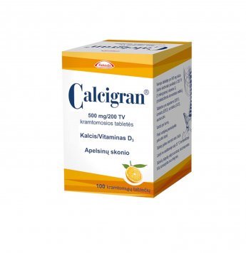 CALCIGRAN 500 mg/200 TV kramtomosios tabletės N100