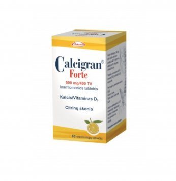 CALCIGRAN Forte 500 mg/400 TV kramtomosios tabletės N60