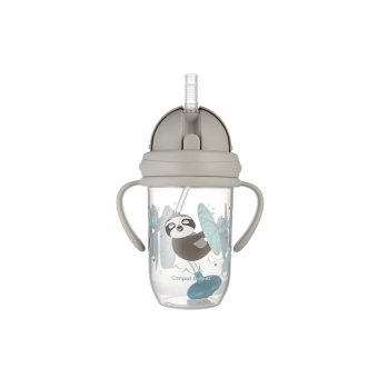 CANPOL BABIES neišsipilanti gertuvė su šiaudeliu EXOTIC ANIMALS, +, 270ml, grey, 56/606_grey, 1 vnt., 6 m