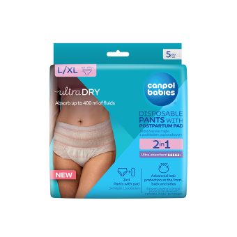 CANPOL BABIES vienkartinės kelnaitės su įklotu po gimdymo 2in1, L/XL dydis, 78/012, 5 vnt., 5 vnt