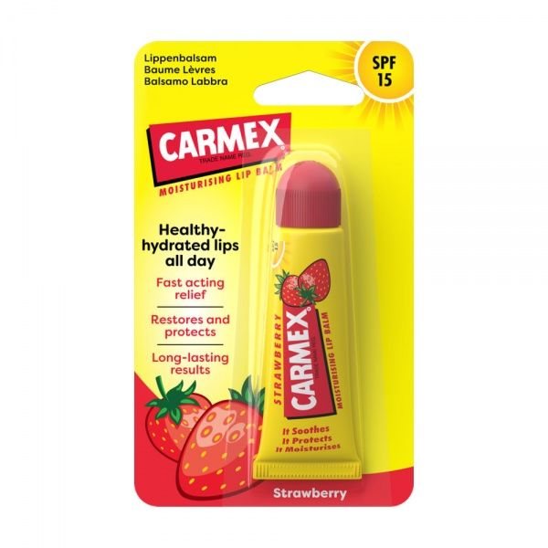 CARMEX lūpų balzamas STRAWBERRY TUBE, SPF15, 10 g