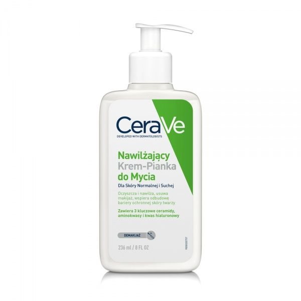 CERAVE drėkinamasis veido prausimosi kremas-putos normaliai ir sausai odai, 236 ml