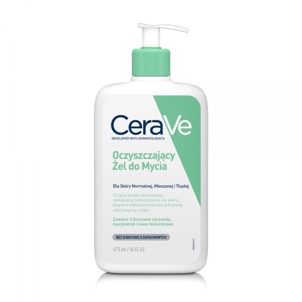 CERAVE gelinis veido ir kūno prausiklis normaliai ir riebiai odai, 473 ml