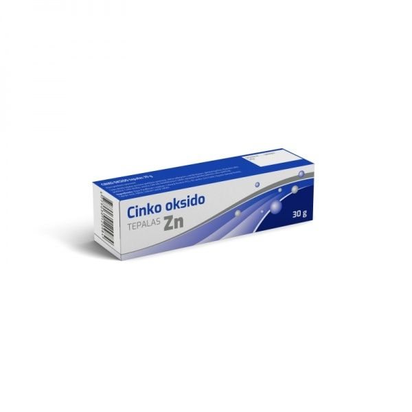 Cinko oksido tepalas sudirgusiai, sausai ir pažeistai odai, 30 g