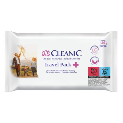 CLEANIC ANTIBACTERICAL Travel Pack drėgnos servetėlės, 40 vnt