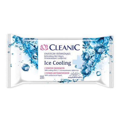 CLEANIC ICE COOLING, universalios drėgnos servetėlės, 15 vnt