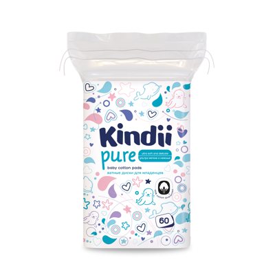 CLEANIC KINDII, vatos diskeliai vaikams, 60 vnt