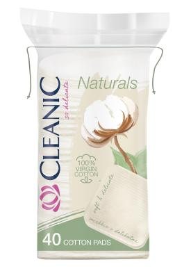 CLEANIC NATURALS vatos diskeliai, kvadratiniai, 40 vnt