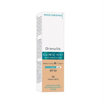 CLINIC WAY, drėkinamasis BB kremas, Nr.20, SPF50+, 30 ml