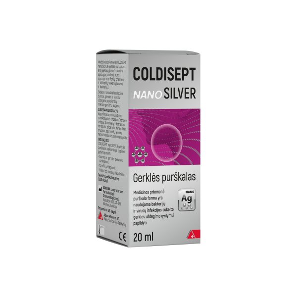 COLDISEPT gerklės purškalas NANO SILVER, 20 ml