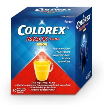 COLDREX MaxGrip LEMON 1000 mg/10 mg/40 mg milteliai geriamajam tirpalui N10
